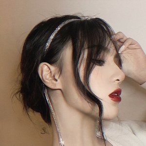 Double Row Rhinestone Headband Hair Bling Silver With Clear Stones & Tassles